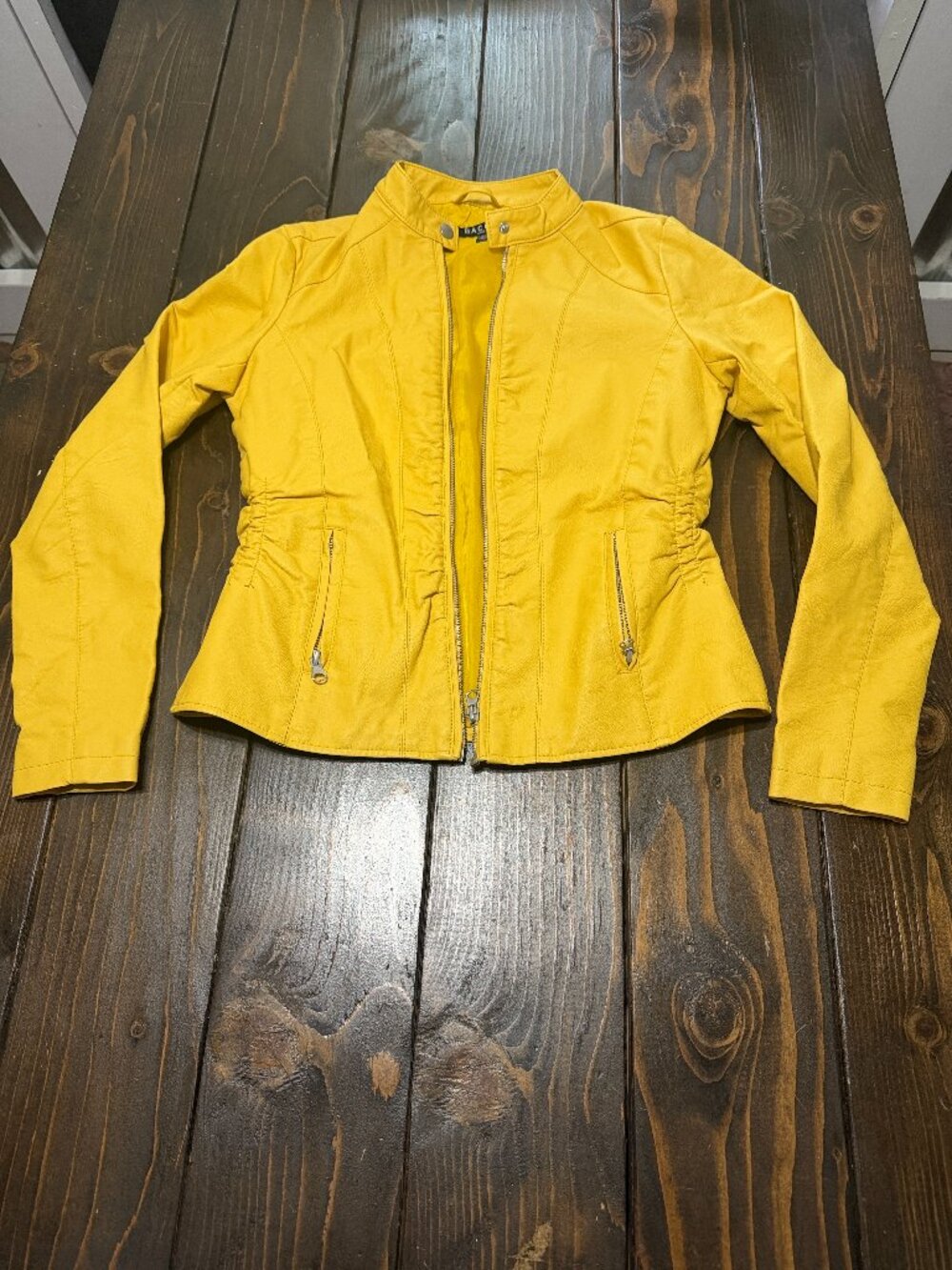 Baccini Faux Leather Moto Jacket – Women's Petite Small (PS) | Yellow